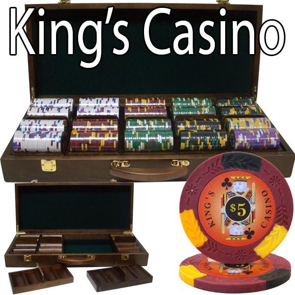 500 Kings Casino Poker Chips with Walnut Case