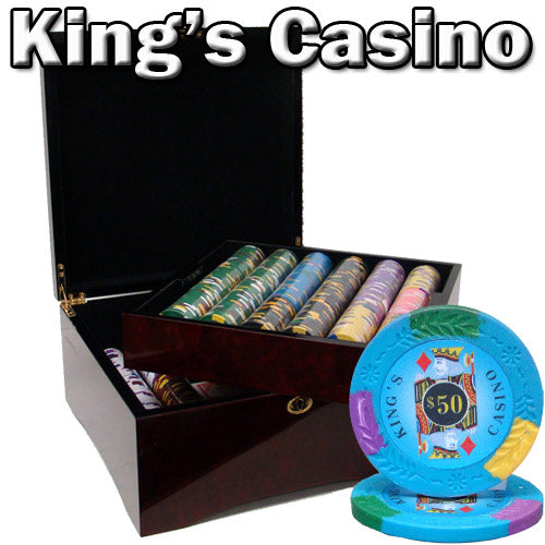 750 Kings Casino Poker Chips with Mahogany Case