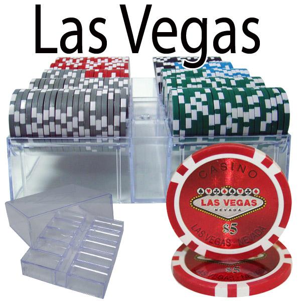 200 Las Vegas Poker Chips with Acrylic Tray
