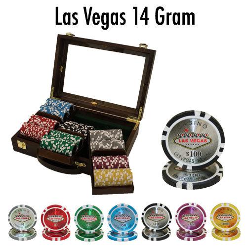 300 Las Vegas Poker Chips with Walnut Case