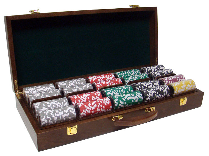 500 Las Vegas Poker Chips with Walnut Case