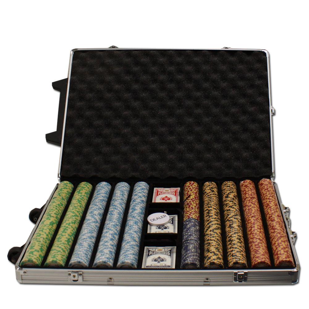 1000 Monte Carlo Poker Chips with Rolling Aluminum Case