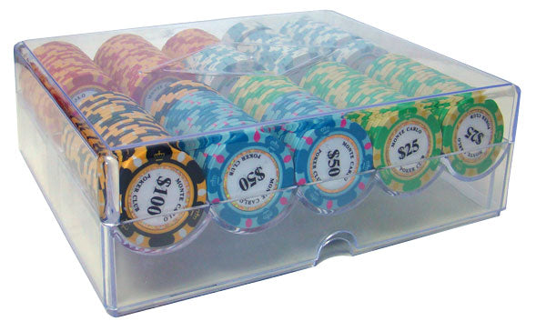 200 Monte Carlo Poker Chips with Acrylic Tray