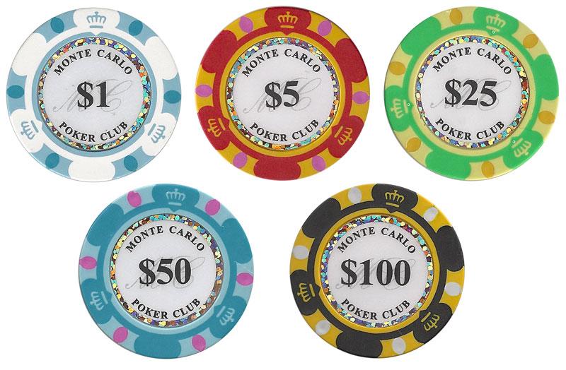 200 Monte Carlo Poker Chips with Acrylic Tray