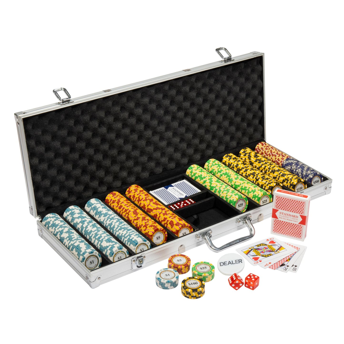 500 Monte Carlo Poker Chips with Aluminum Case