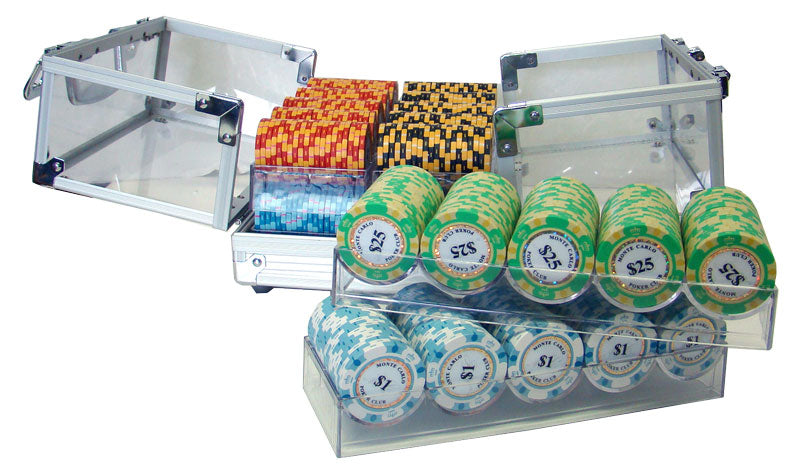 600 Monte Carlo Poker Chips with Acrylic Carrier