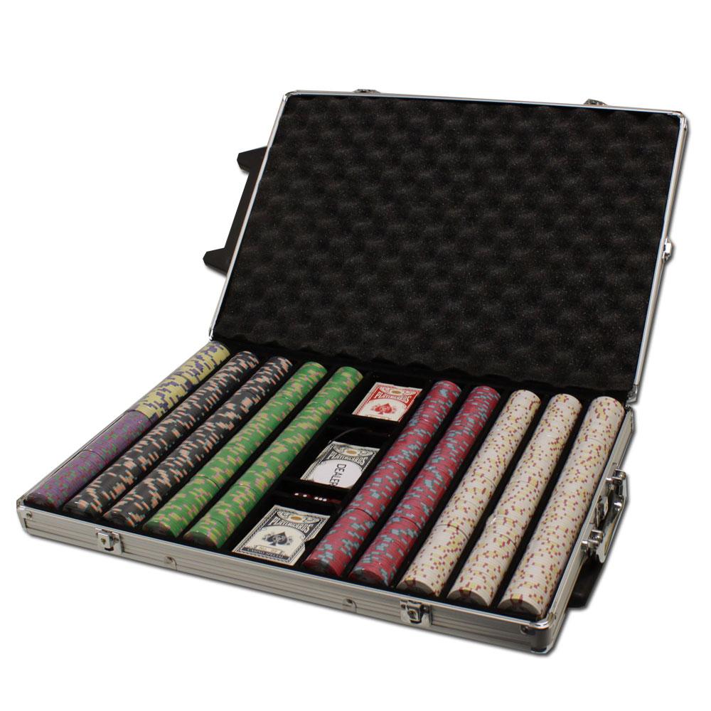 1000 Milano Poker Chips with Rolling Aluminum Case