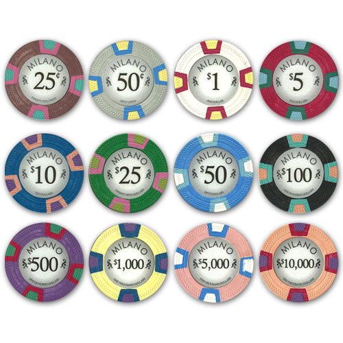 200 Milano Poker Chips with Acrylic Tray