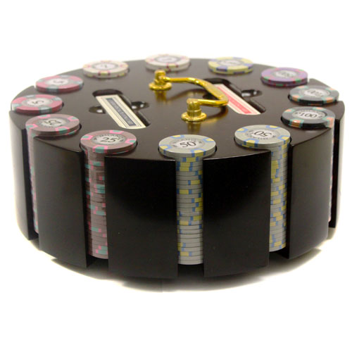 300 Milano Poker Chips with Wooden Carousel