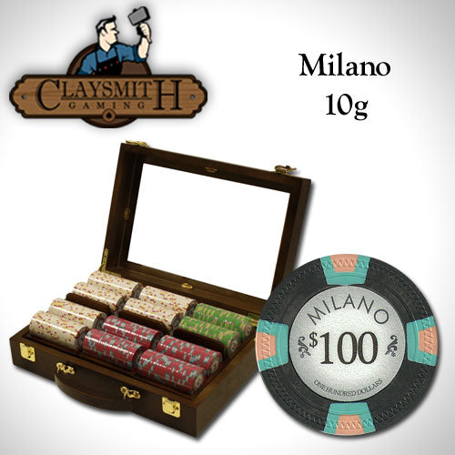 300 Milano Poker Chips with Walnut Case