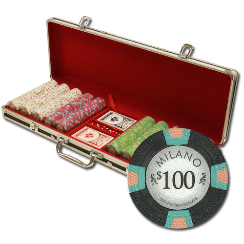 500 Milano Poker Chips with Black Aluminum Case