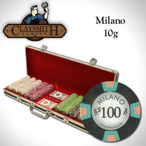 500 Milano Poker Chips with Black Aluminum Case