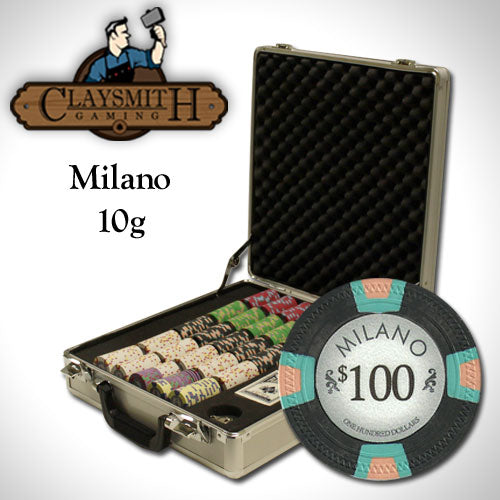 500 Milano Poker Chips with Claysmith Aluminum Case