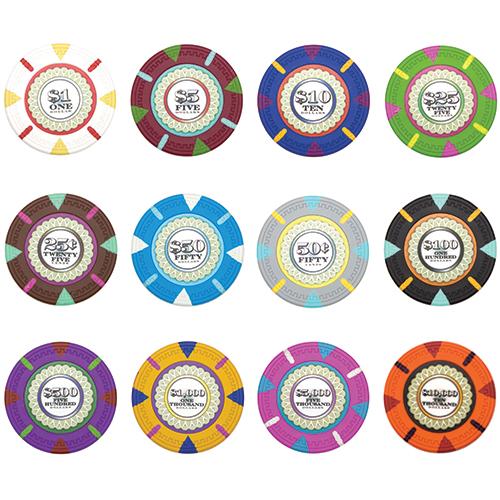 200 Mint Poker Chips with Wooden Carousel