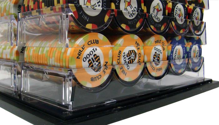 1000 Nile Club Poker Chips with Acrylic Carrier