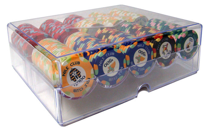 200 Nile Club Poker Chips with Acrylic Tray