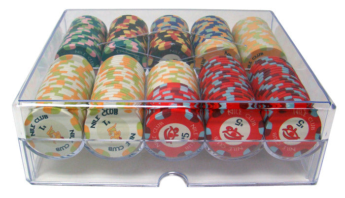 200 Nile Club Poker Chips with Acrylic Tray