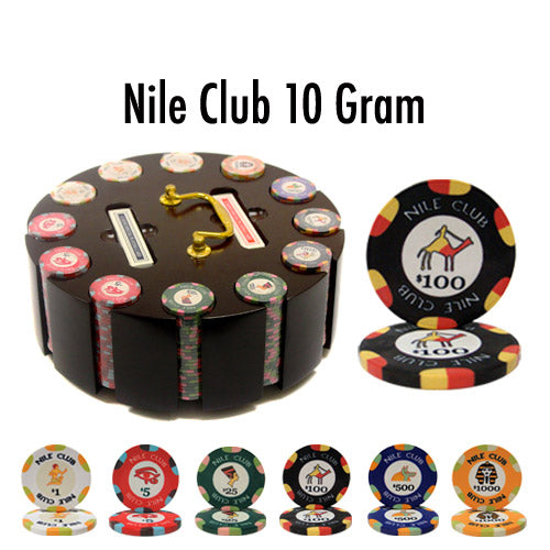 300 Nile Club Poker Chips with Wooden Carousel