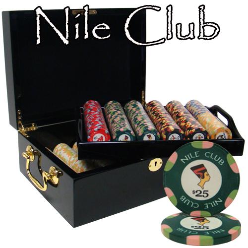 500 Nile Club Poker Chips with Mahogany Case
