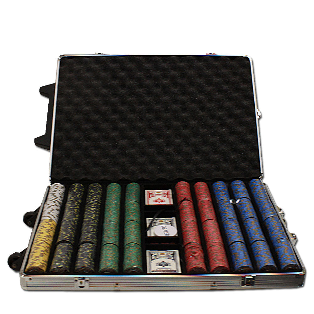 1000 Nevada Jack Poker Chips with Rolling Aluminum Case