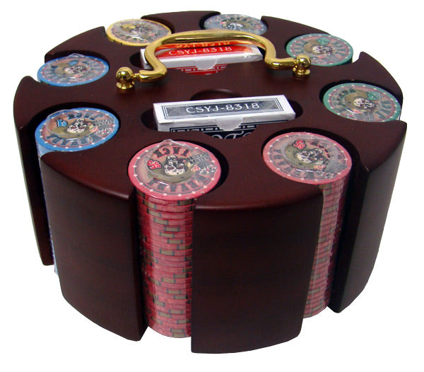 200 Nevada Jack Poker Chips with Wooden Carousel