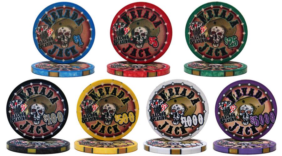 750 Nevada Jack Poker Chips with Aluminum Case