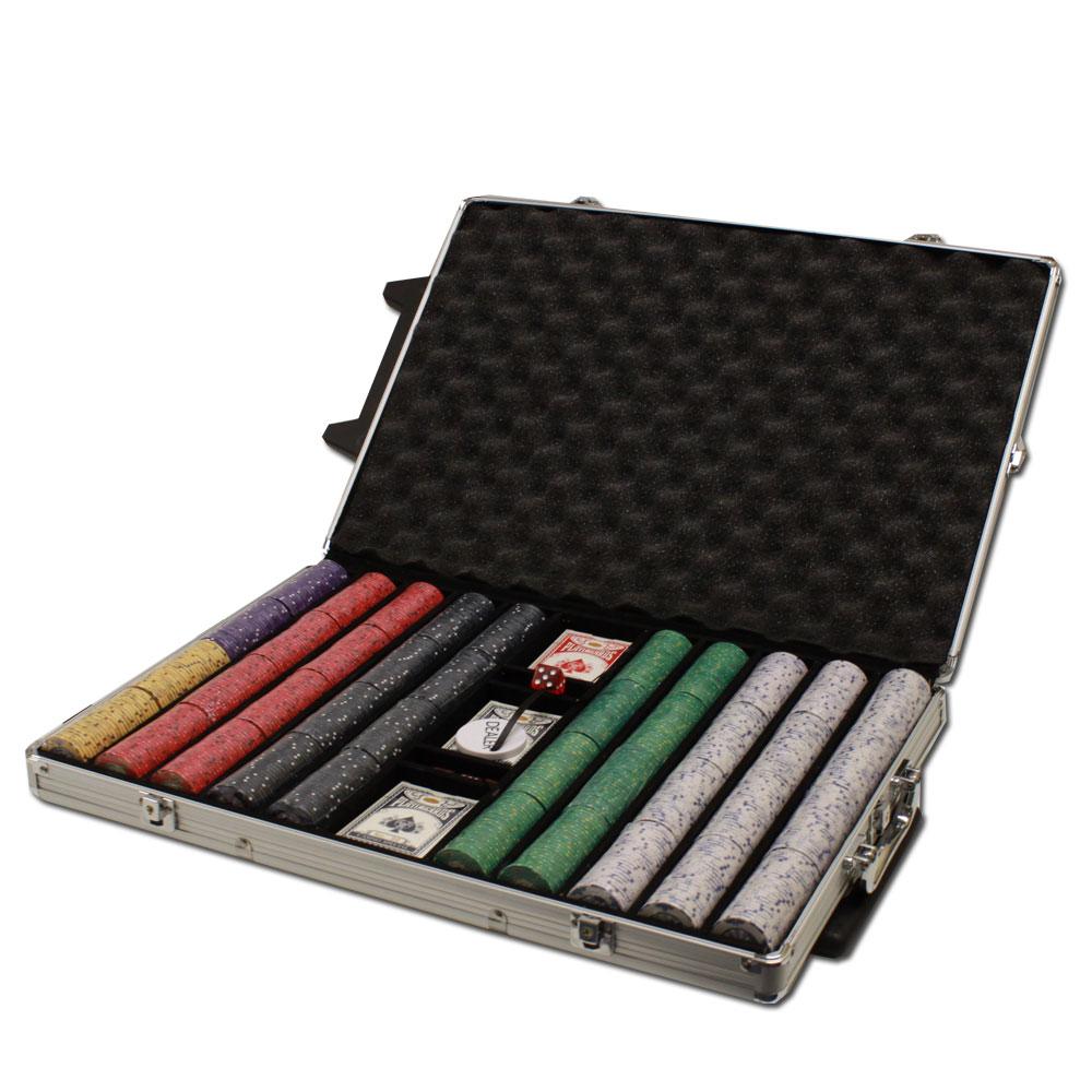 1000 Scroll Poker Chips with Rolling Aluminum Case