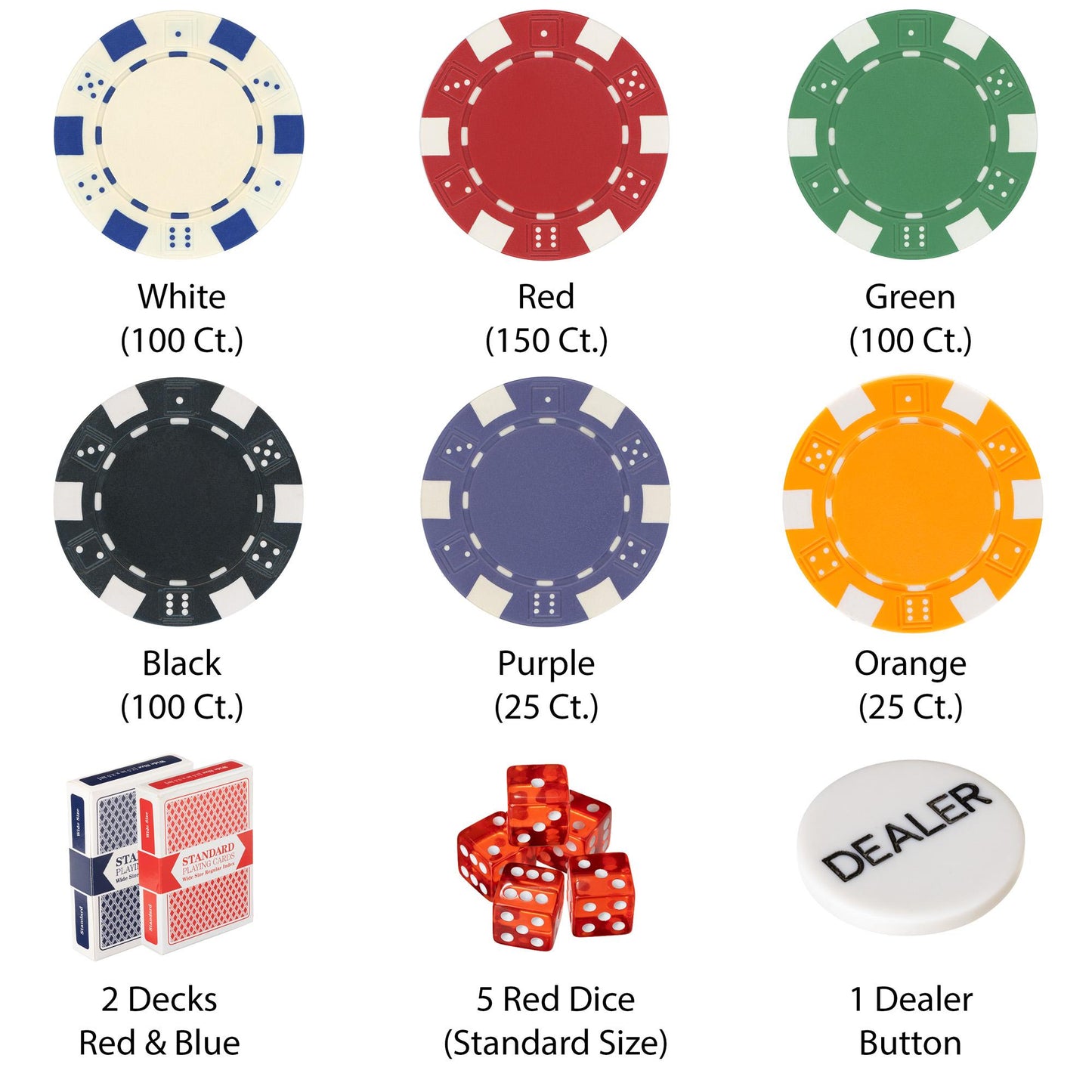 500 Striped Dice Poker Chips with Aluminum Case
