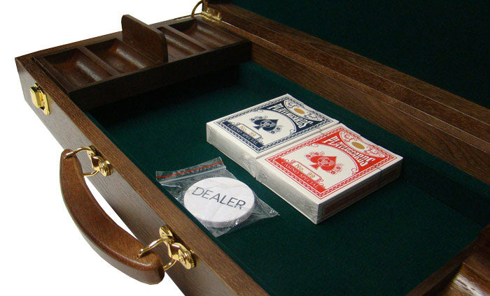 500 Striped Dice Poker Chips with Walnut Case