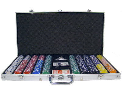 750 Striped Dice Poker Chips with Aluminum Case