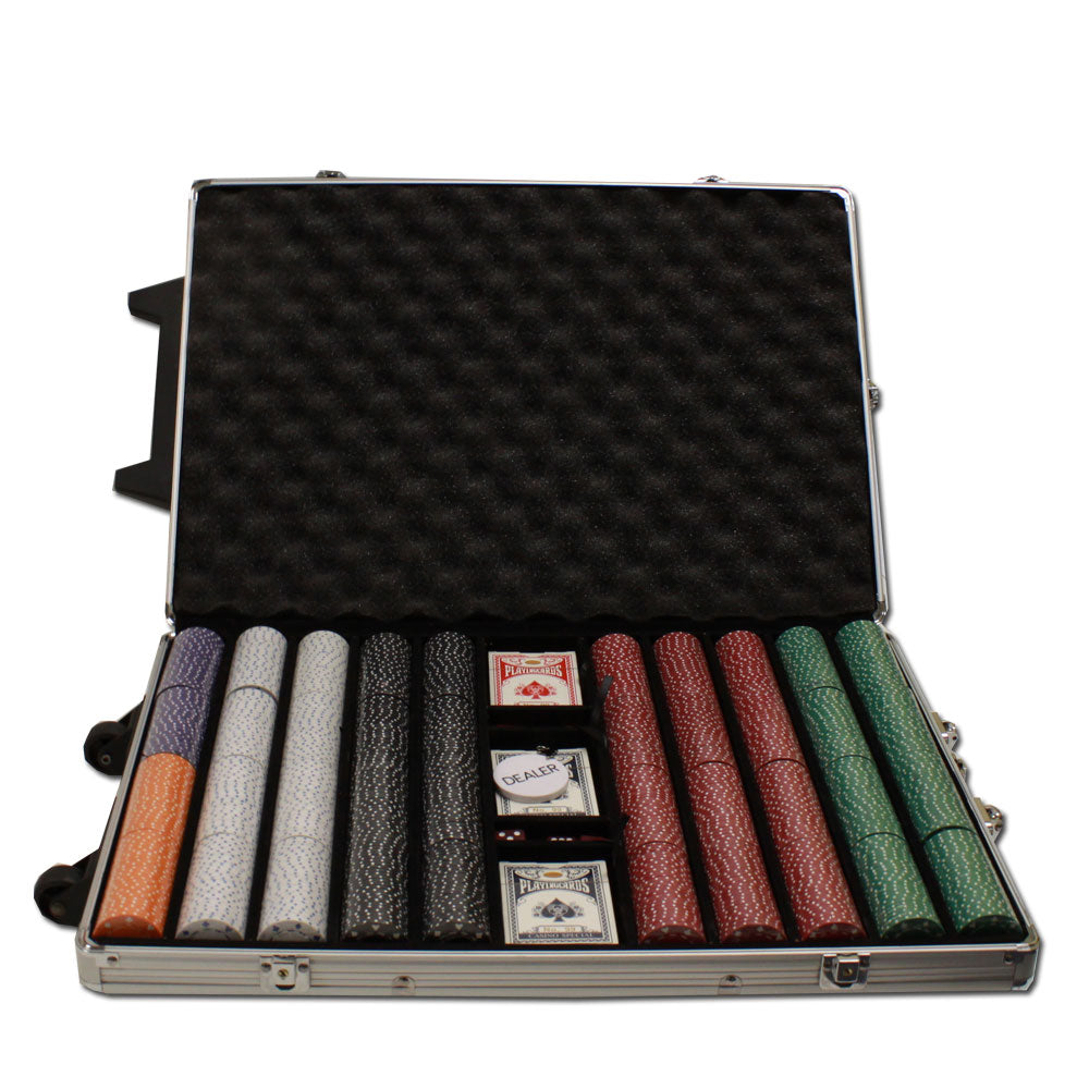 1000 Suited Poker Chips with Rolling Aluminum Case