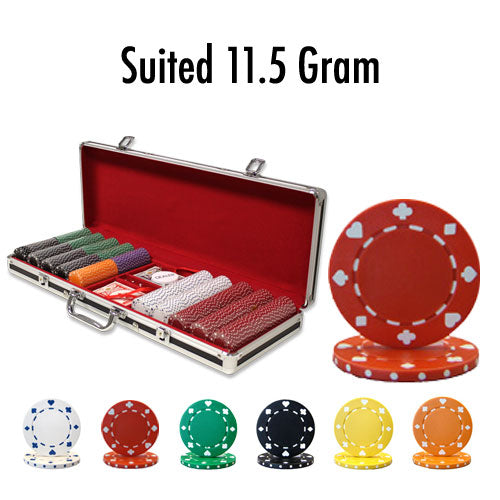 500 Suited Poker Chips with Black Aluminum Case