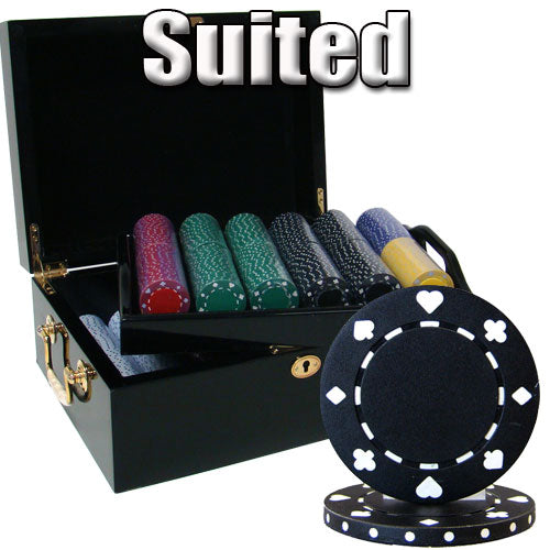 500 Suited Poker Chips with Mahogany Case