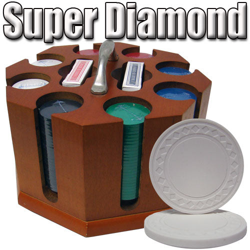 200 Super Diamond Poker Chips with Wooden Carousel