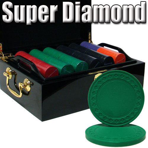 500 Super Diamond Poker Chips with Mahogany Case
