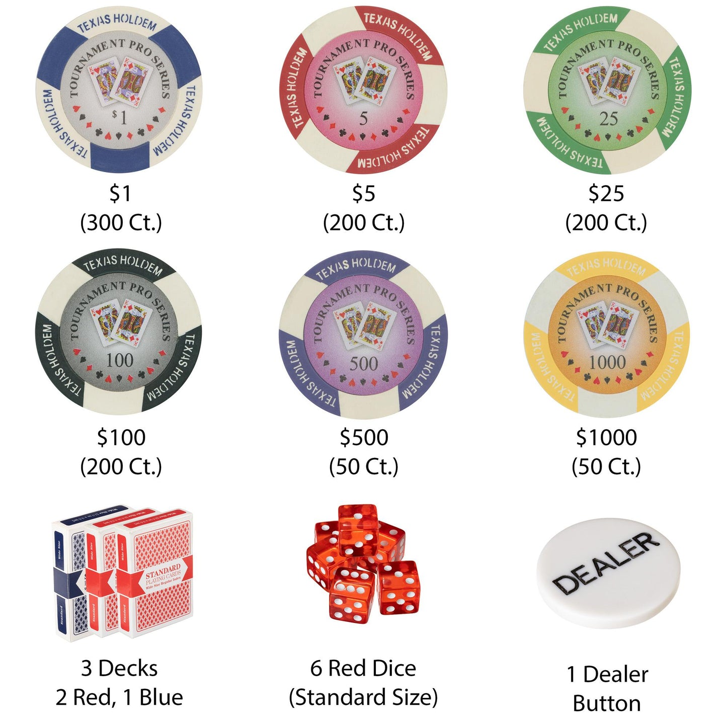 1000 Tournament Pro Poker Chips with Aluminum Case