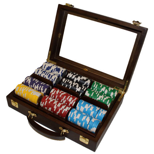 300 Tournament Pro Poker Chips with Walnut Case
