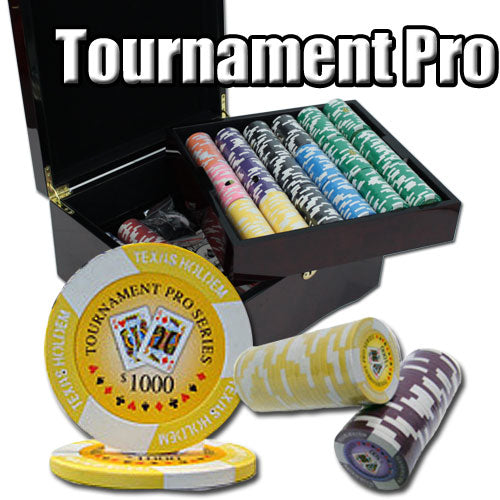 750 Tournament Pro Poker Chips with Mahogany Case