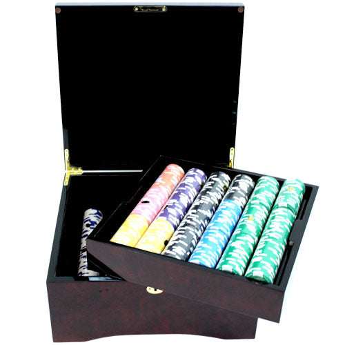 750 Tournament Pro Poker Chips with Mahogany Case