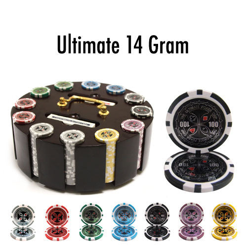 300 Ultimate Poker Chips with Wooden Carousel
