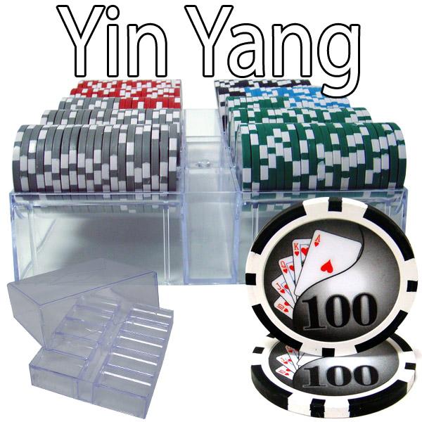 200 Yin Yang Poker Chips with Acrylic Tray