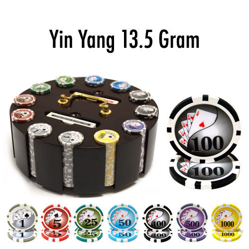 300 Yin Yang Poker Chips with Wooden Carousel