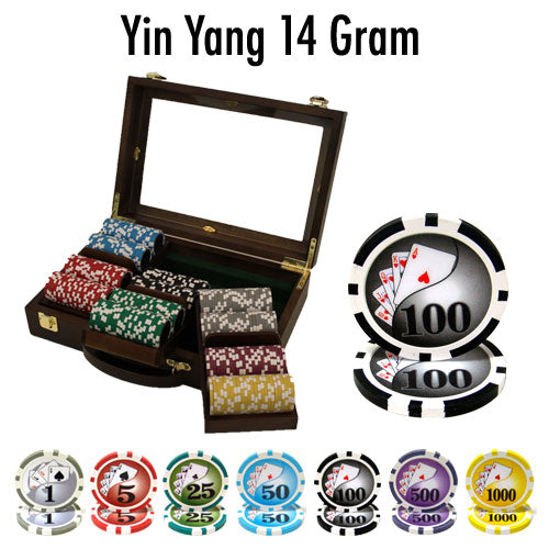 300 Yin Yang Poker Chips with Walnut Case