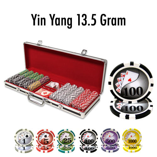 500 Yin Yang Poker Chips with Black Aluminum Case