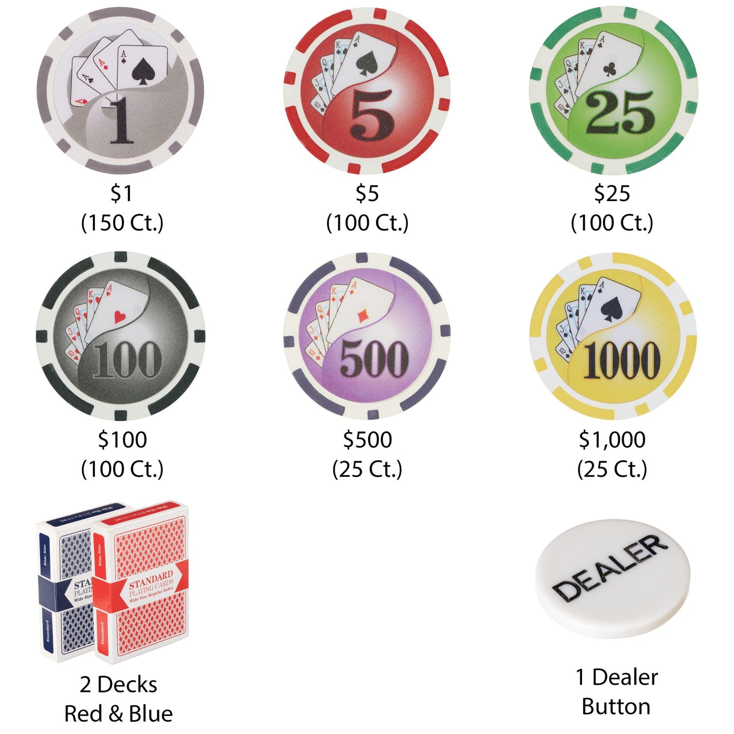 500 Yin Yang Poker Chips with Hi Gloss Case