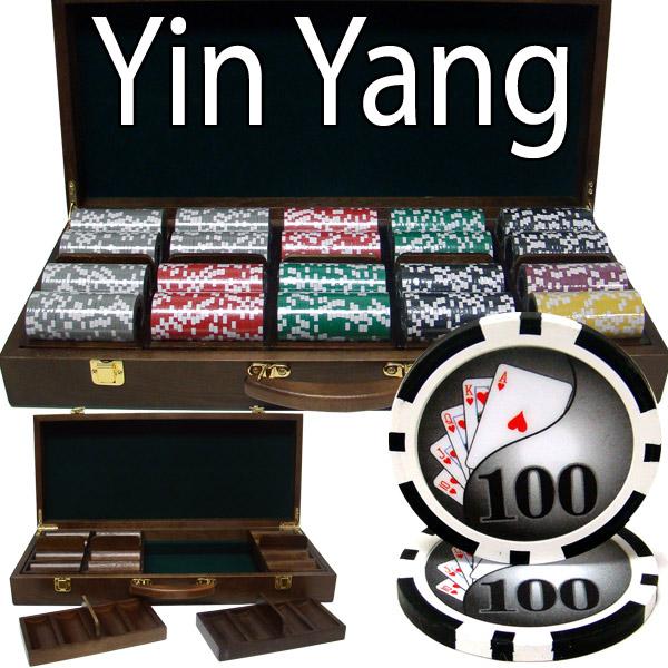 500 Yin Yang Poker Chips with Walnut Case