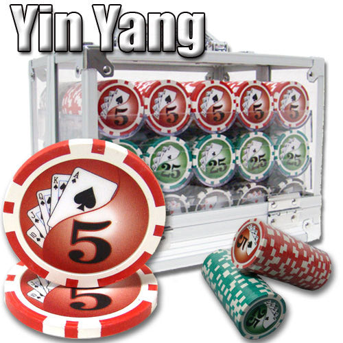 600 Yin Yang Poker Chips with Acrylic Carrier