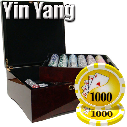 750 Yin Yang Poker Chips with Mahogany Case