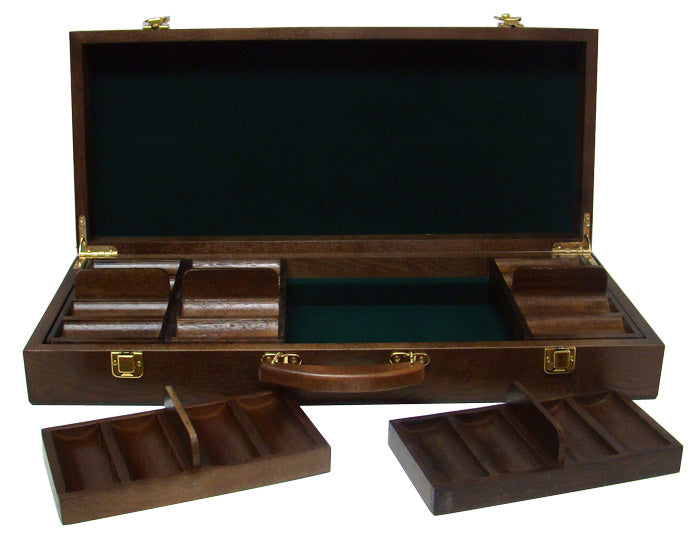 500 Piece Walnut Wooden Poker Chip Case