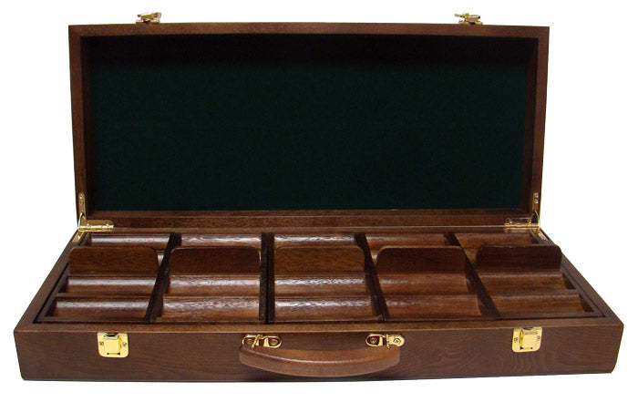 500 Piece Walnut Wooden Poker Chip Case